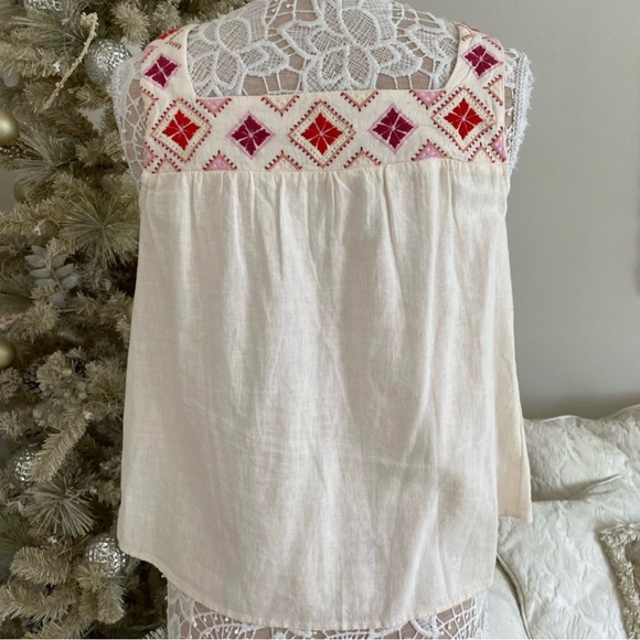 Madewell Embroidered Sleeveless Top - Cream and Red - Picture 16 of 16
